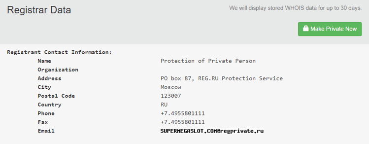 Supermegaslot.com Whois